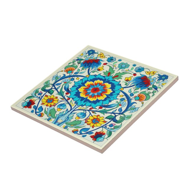 Iznik pastel Serene Garden Ceramic Tile (Side)