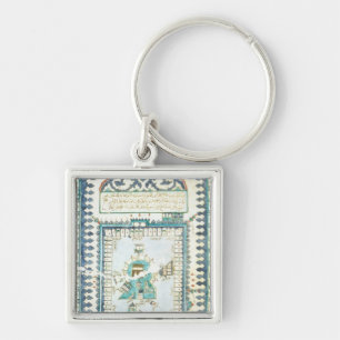Iznik tile with a representation of Mecca Key Ring