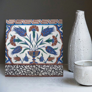 Iznik Design Ceramic Vase - Tree of Life - Turkish Home Decoration - Floor  Vase -8''/20 cm Height