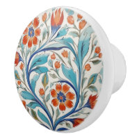 Iznik Turkish Floral Green Blue Orange Red Flowers