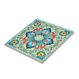 Iznik Turkish Tapestry Ceramic Tile