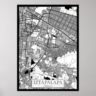 Iztapalapa de Cuitláhuac Mexico City Map Poster