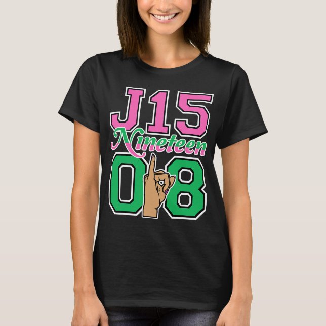 J15 Nineteen 08 Founder's Day AKA Women Hand Sign T-Shirt (Front)