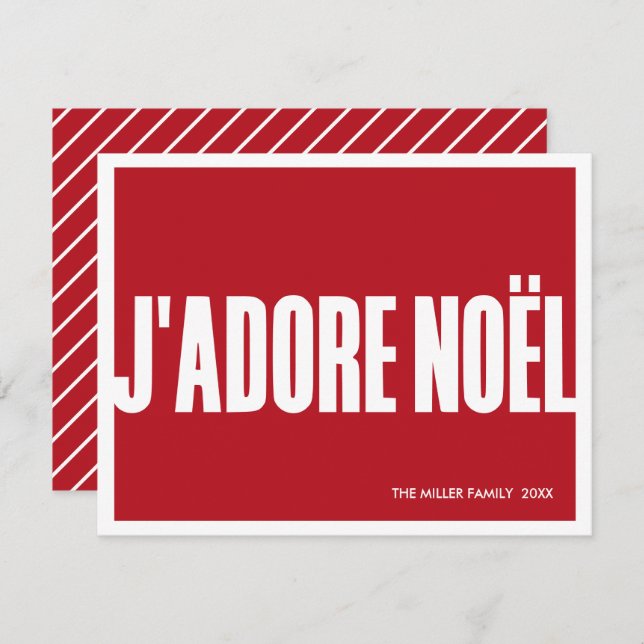 J’adore Noël Modern Christmas Card –Holiday  (Front/Back)