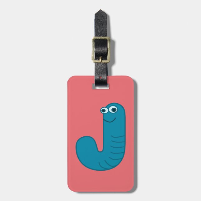 J - animal monogram - luggage tag (Front Vertical)