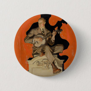 J.C. Leyendecker Banjo Player 1920 Art Deco Art 6 Cm Round Badge