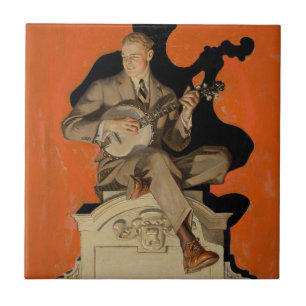 J.C. Leyendecker Banjo Player 1920 Art Deco Art Ceramic Tile
