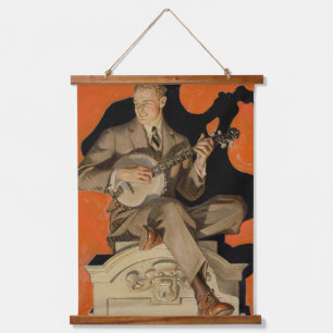 J.C. Leyendecker Banjo Player 1920 Art Deco Art Hanging Tapestry