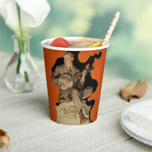 J.C. Leyendecker Banjo Player 1920 Art Deco Art Paper Cups