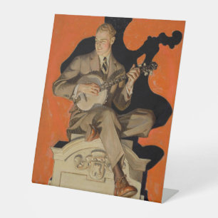J.C. Leyendecker Banjo Player 1920 Art Deco Art Pedestal Sign