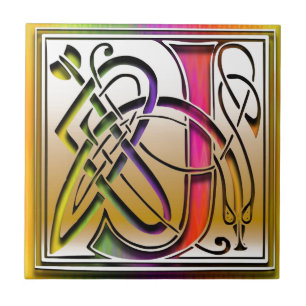 J Celtic Rainbow Custom Monogram Tile