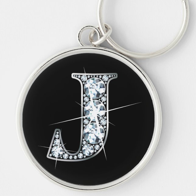 "J" Diamond Bling Keychain (Front)
