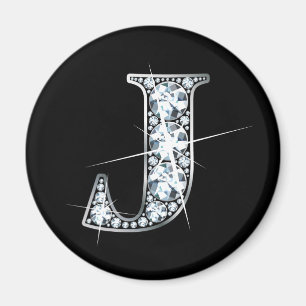 "J" Diamond Bling Magnet