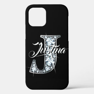 J Faux Diamond Bling Monogram iPhone 12 Pro Case
