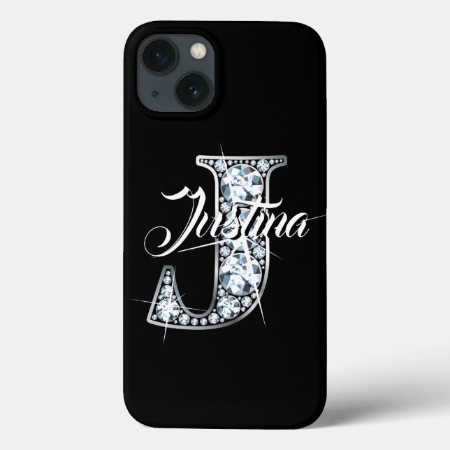 J Faux Diamond Bling Monogram Case-Mate iPhone Case (Back)