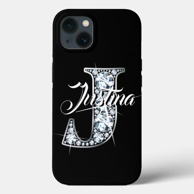 J Faux Diamond Bling Monogram Case-Mate iPhone Case (Back)