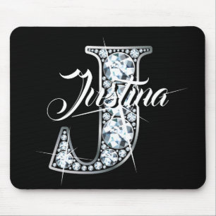 J Faux Diamond Bling Monogram Mouse Pad