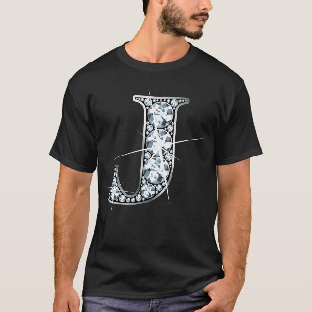 "J" Faux-"Diamond Bling" T-Shirt (Front)