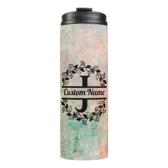J Floral Monogram Letter Thermal Tumbler (Front)