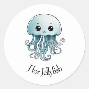 J for Jellyfish Classic Round Sticker