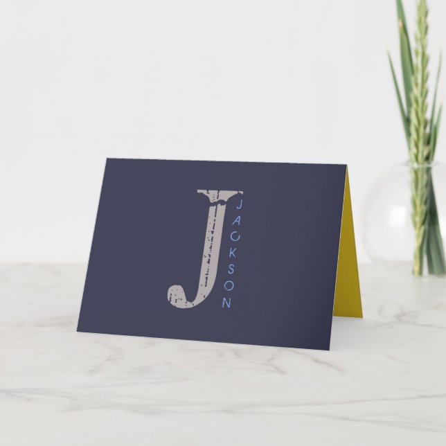 J Initial Collection Bar Mitzvah Thank-You Card (Front)