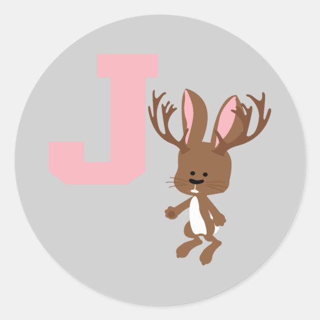 J is for Jackalope Classic Round Sticker (Front)