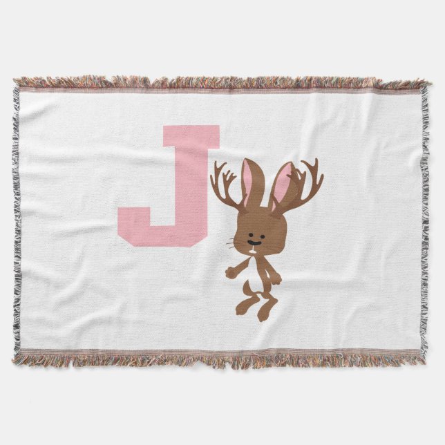 J is for Jackalope Throw Blanket (Front)