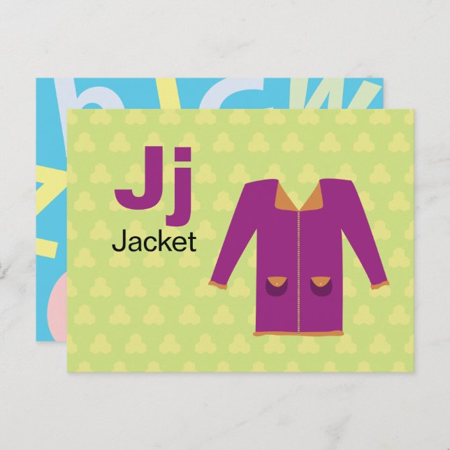 J is for Jacket - Alphabet Flash Card (Front/Back)