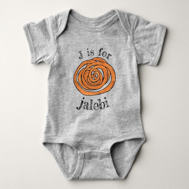 J is for Jalebi South Asian Indian Mithai Sweet Baby Bodysuit (Front)