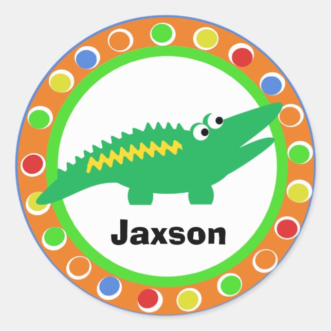 J is for Jungle Alligator Classic Round Sticker (Front)