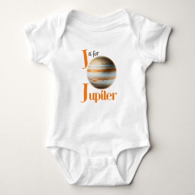 J is for Jupiter Cute Planet & Astronomy Design Baby Bodysuit (Front)