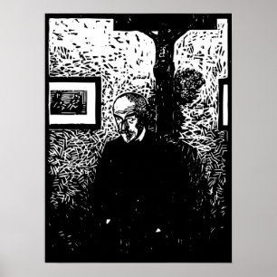 J.-K. Huysmans Woodcut Poster