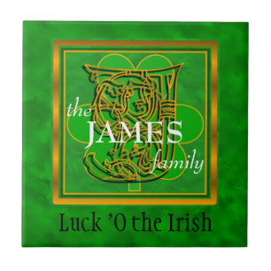 J "Luck of the Irish" Family Custom Monogram Tile