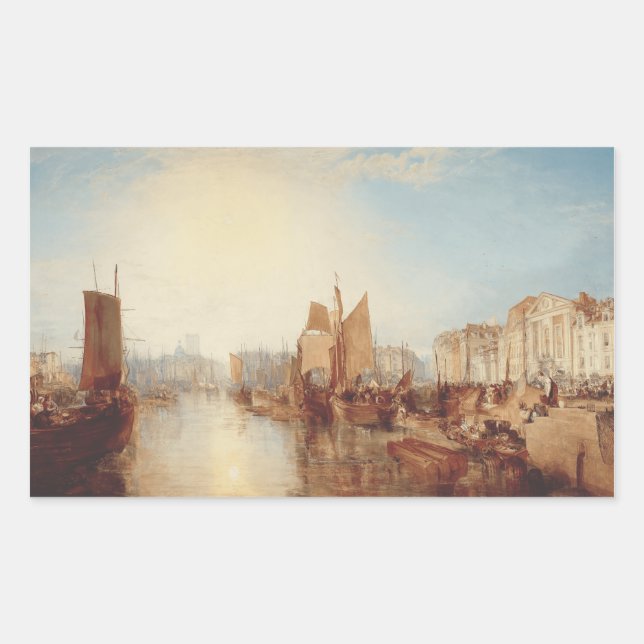 J.M.W. Turner: Harbor of Dieppe Romantic Fine Art Rectangular Sticker (Front)