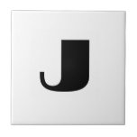 "J" monogram Ceramic Tile<br><div class="desc">"J" monogram,  black on white.</div>