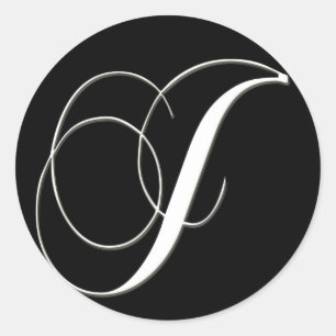 J monogram - elegant black and white classic round sticker