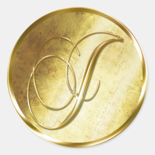 J Monogram Faux Gold Envelope Seal Stickers
