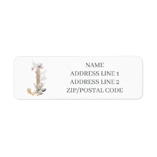 J Monogram Floral Personalised Label Return Address Label