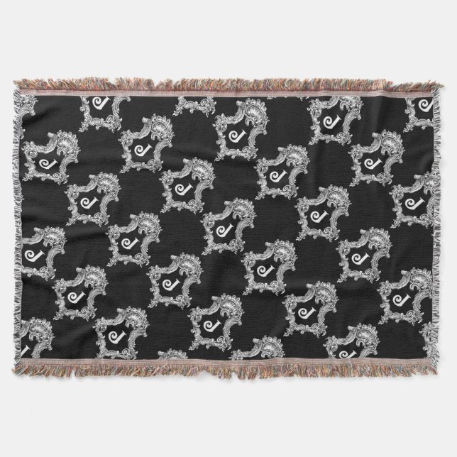 J Monogram Initial Throw Blanket (Front)