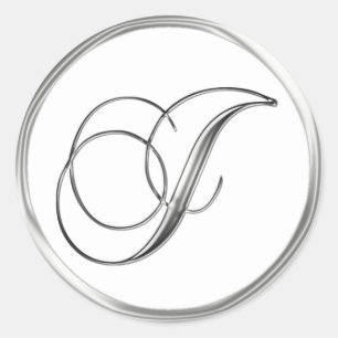J Monogram Letter Sliver On White Wedding Seal