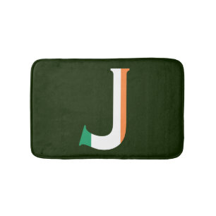 J Monogram overlaid on Irish Flag bmcnt Bath Mat