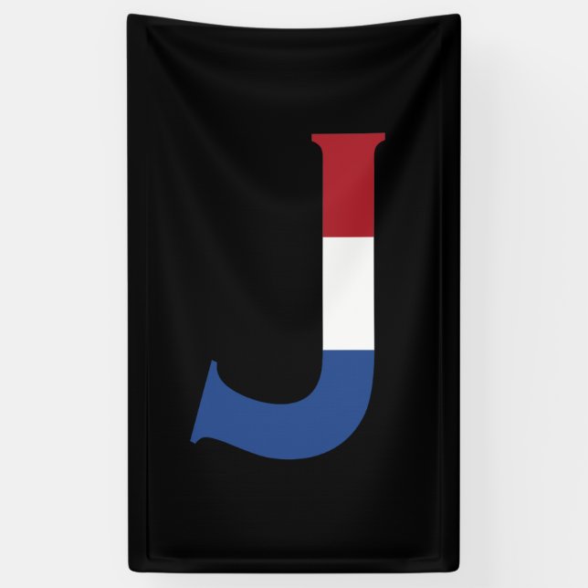 J Monogram overlaid on NLD flag on bk bnrcnt Banner (Vertical)