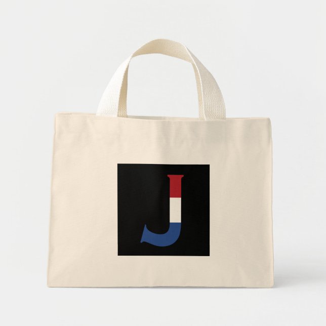 J Monogram overlaid on NLD Flag on bk ttcnt Mini Tote Bag (Front)