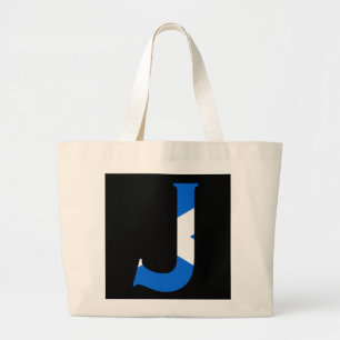 J Monogram overlaid on Scottish Flag jtcn Large Tote Bag