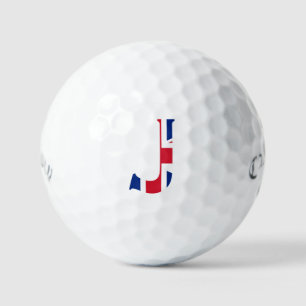 J Monogram overlaid on Union Jack Flag css gbcnt Golf Balls