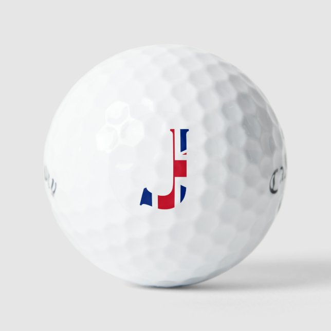 J Monogram overlaid on Union Jack Flag css gbcnt Golf Balls (Front)
