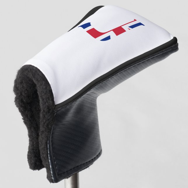 J Monogram overlaid on Union Jack Flag pccnt Golf Head Cover (3/4 Front)