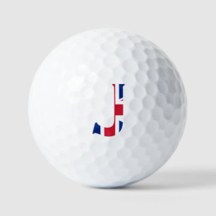 J Monogram overlaid on Union Jack Flag va gbcnt Golf Balls