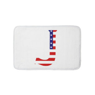 J Monogram overlaid on USA Flag bmcn Bath Mat