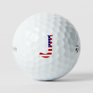 J Monogram overlaid on USA Flag tmtp5 gbcnt Golf Balls